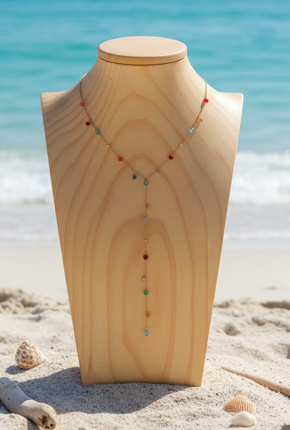 Collier Goutte d'Eau CHLOÉ – Perles Multicolores & Doré Bohème♥️✨