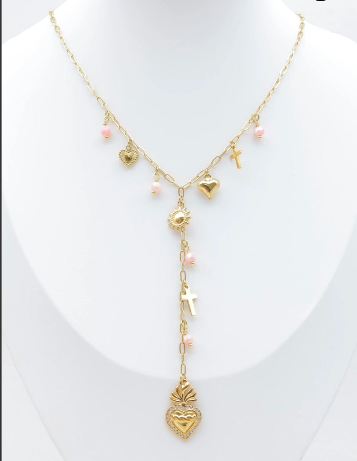 Collier Goutte d'Eau NATACHA – Breloques & Perles Nacrées Rosées 🫖✨