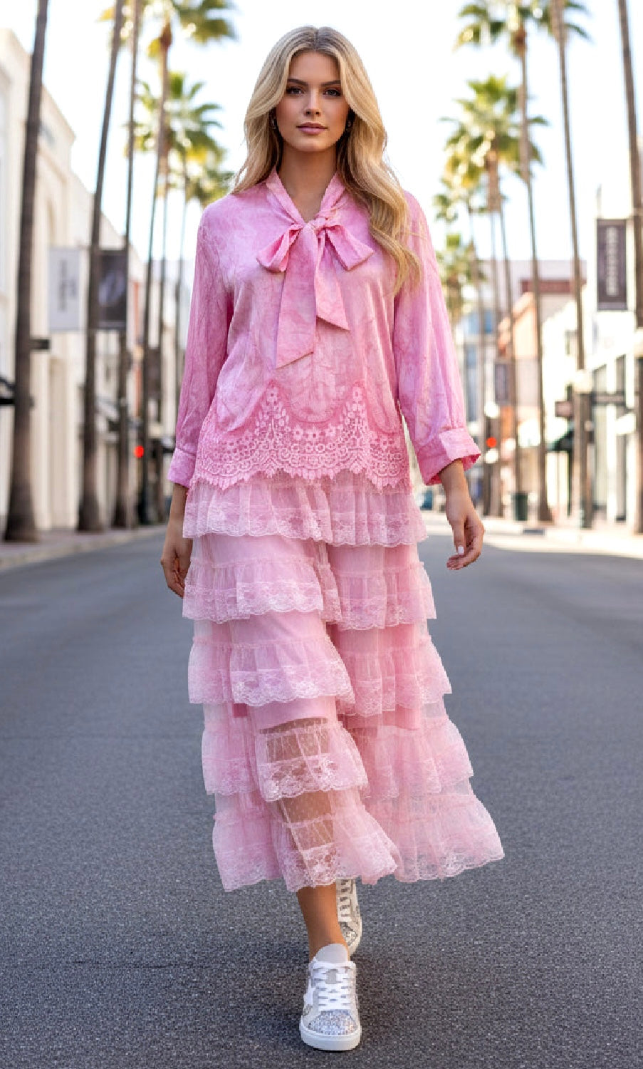 Jupe dentelle à volants MINDY