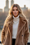 Charger l'image dans la visionneuse de la galerie, Manteau Long Fausse Fourrure Chocolat KELSEY
