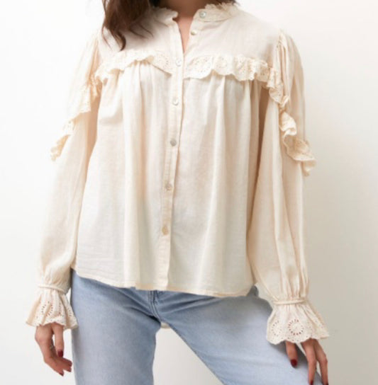 Blouse coton broderie anglaise PERLA écrue