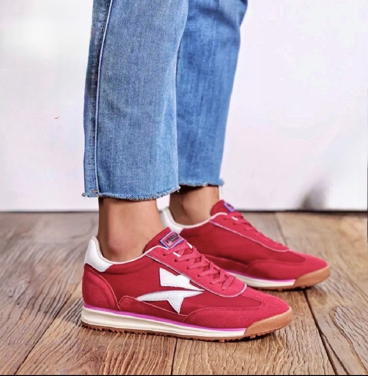 Baskets HUDSON – Sneakers Rouges grenat  Étoile Femme Style Rétro♥️