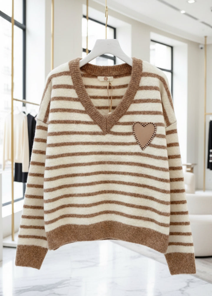 Pull marinière  beige NOLITA