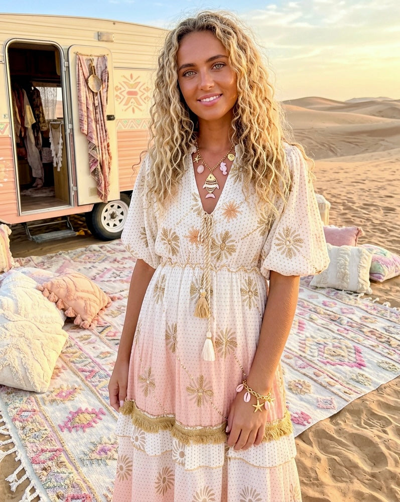 Robe Longue Carmen | Bohème Gipsy Tie & Dye - Perles & Sequins✨🌙 (Copie)