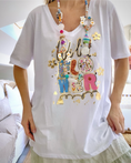 Load image into Gallery viewer, Tee-shirt blanc et print WILDY paillettes
