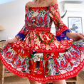 Load image into Gallery viewer, LONDON red bohemian strapless dress
