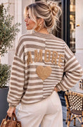 Load image into Gallery viewer, Pull marinière femme beige oversize AMOUR
