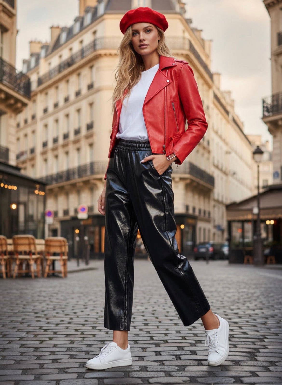Pantalon simili cuir vernis MILANE