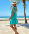 Cargar la imagen en la vista de la galería, Ensemble Short Éponge Turquoise LANA – Coton 100% | Top Boutonné | Resort Été
