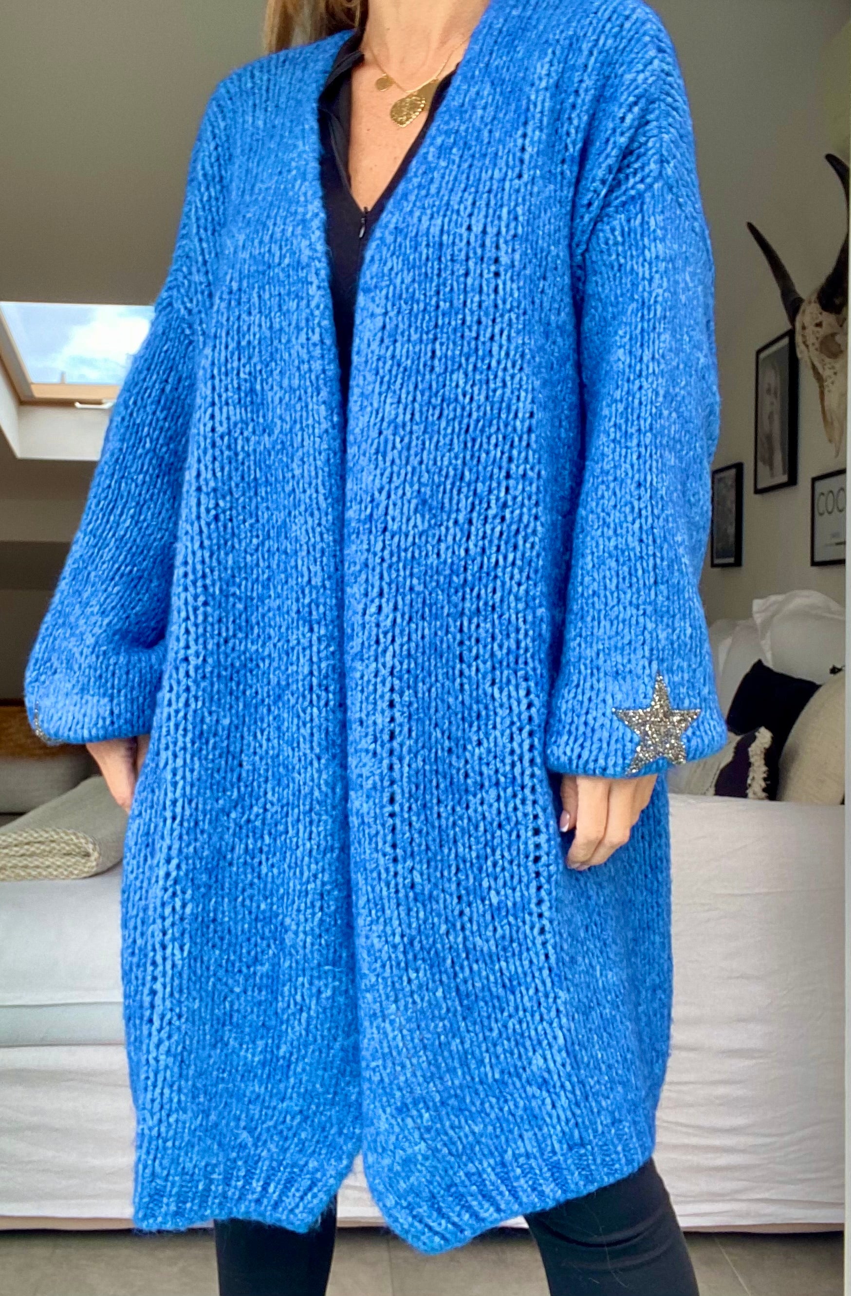 Gilet maille  LUNA bleu indigo