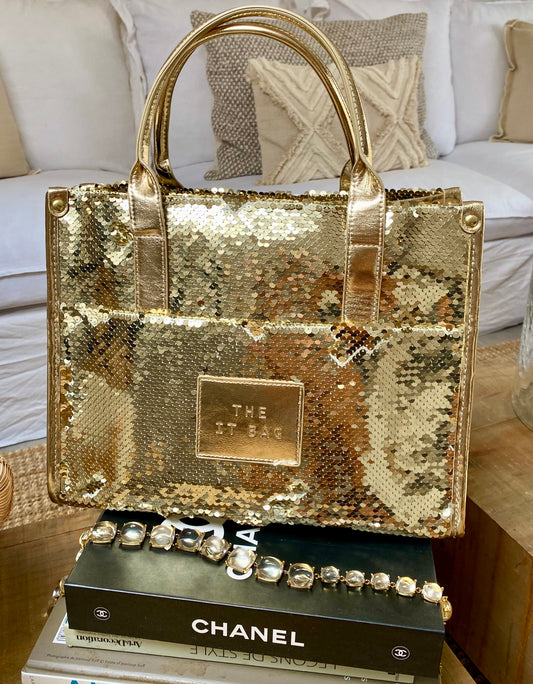 Cabas paillettes or THE IT BAG