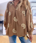 Load image into Gallery viewer, STELA camel embroidered blouse
