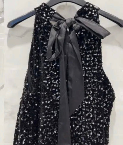 Robe velours sequins noire MADY