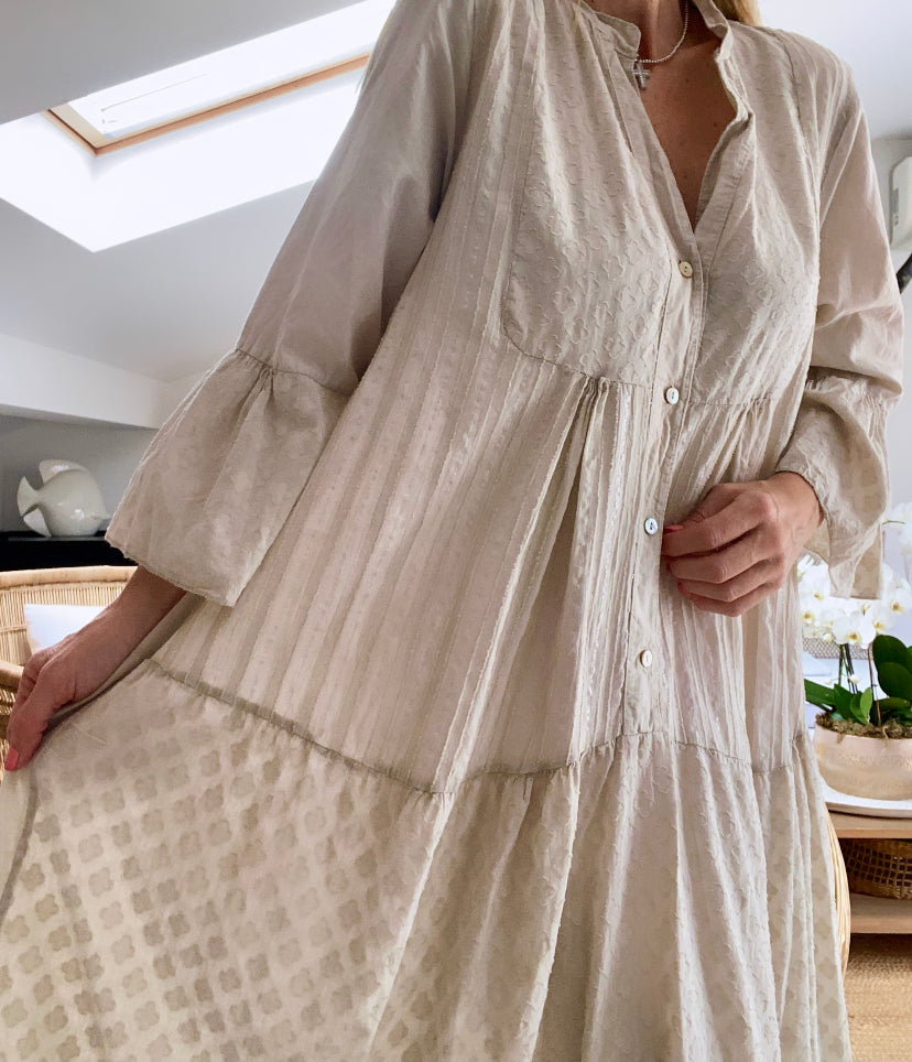 Robe longue coton beige  IRINA