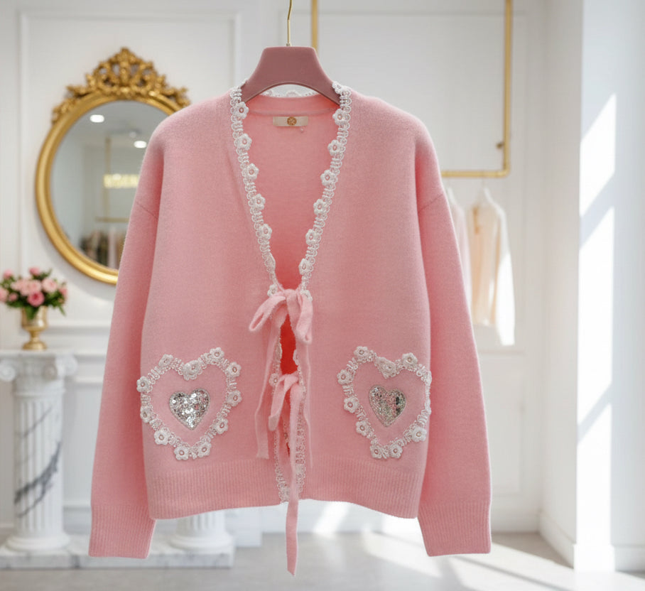 Gilet avec dentelle et cœur GINA