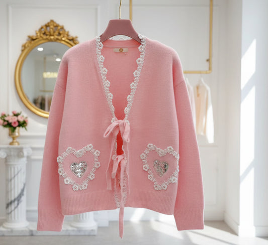 Gilet avec dentelle et cœur GINA