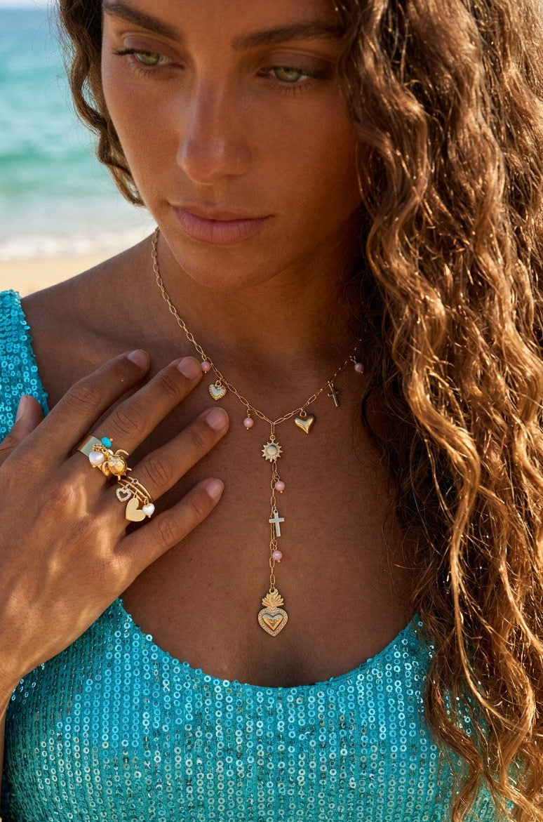 Bague Breloque Tortue & Pierre Turquoise SEYCHELLES – Bohème Island Chic 🩵