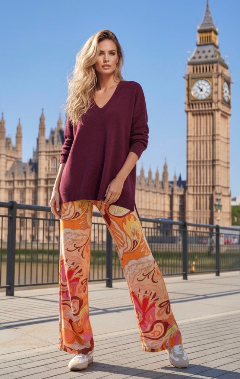 Pull fluide léger effet cachemire oversize  prune ASHLEY