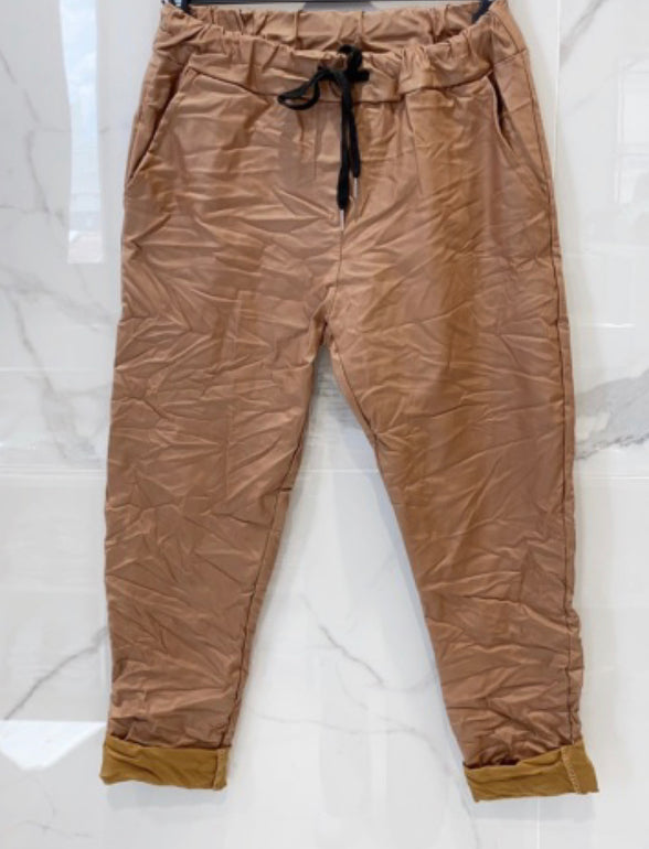 Pantalon simili cuir camel PILI 2 tailles