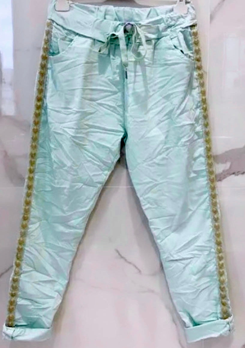 LINDA fancy stripe Aqua pants