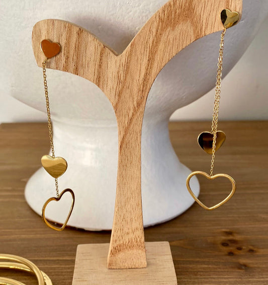 Pair of gold LOUNi pendant hearts
