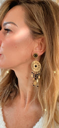 Load image into Gallery viewer, Pair of OLIVIA gold/black clip earrings
