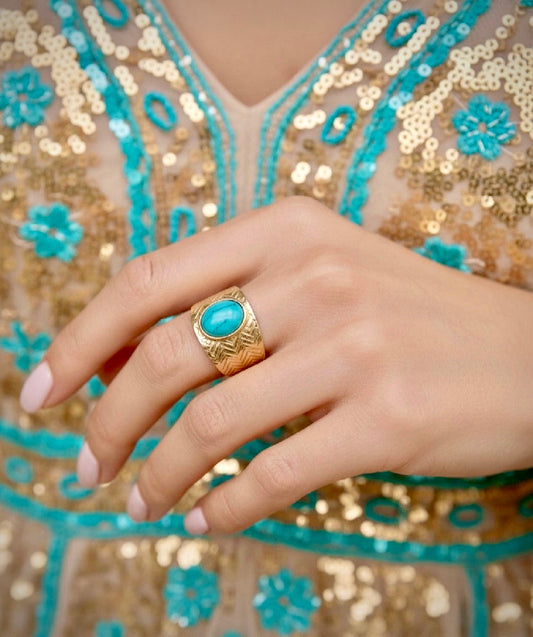 Bague Or & Turquoise SALAMA | Style Boho-Gypsy