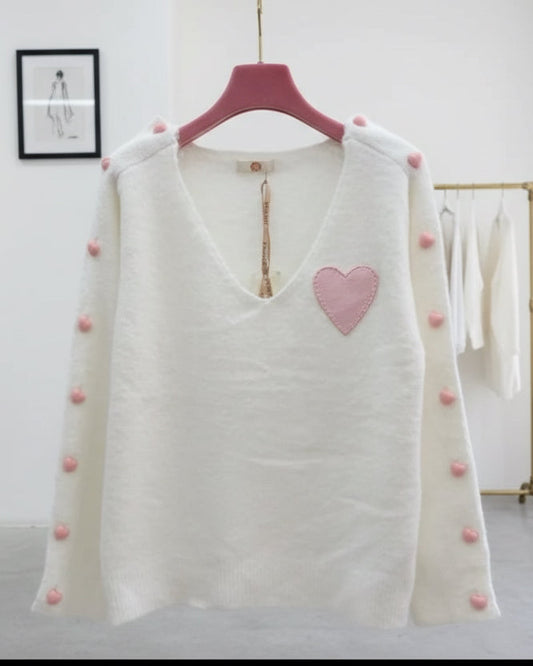 Pull crème col V LAURIE