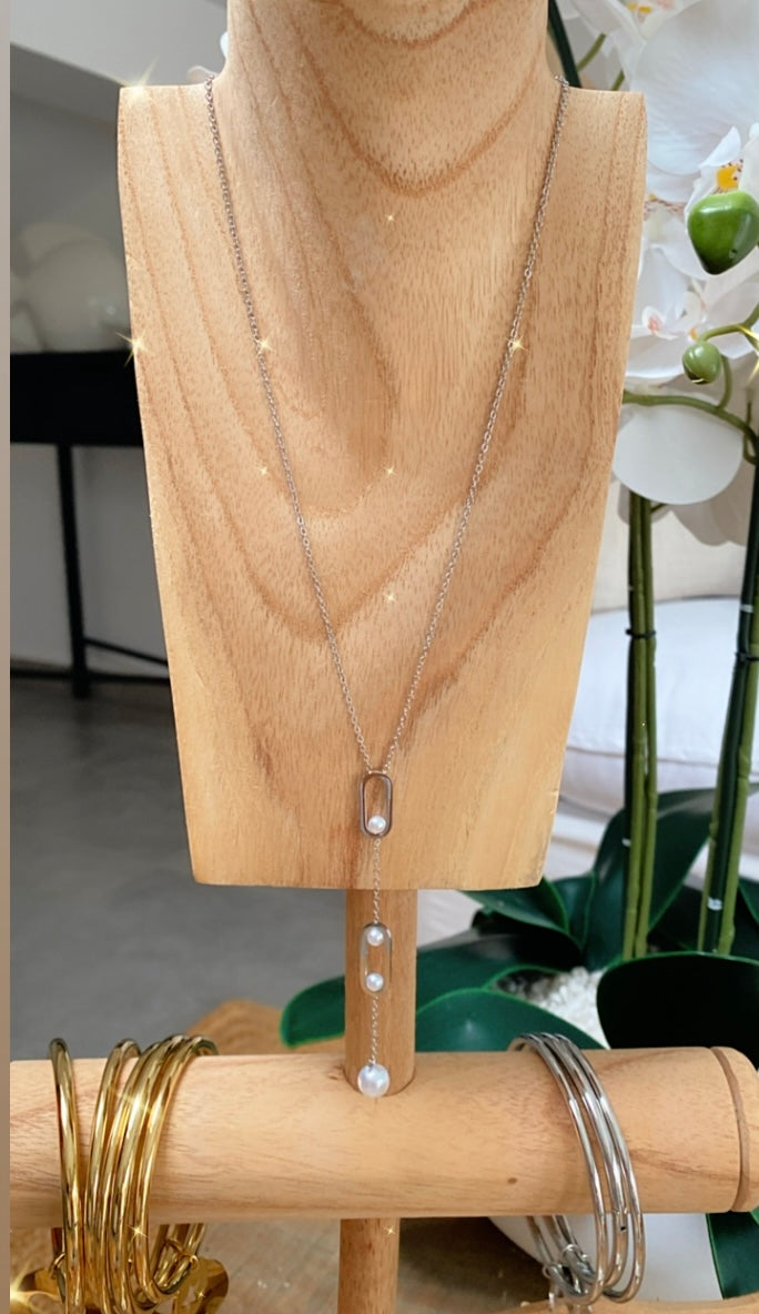 LORINE silver pearl pendant necklace