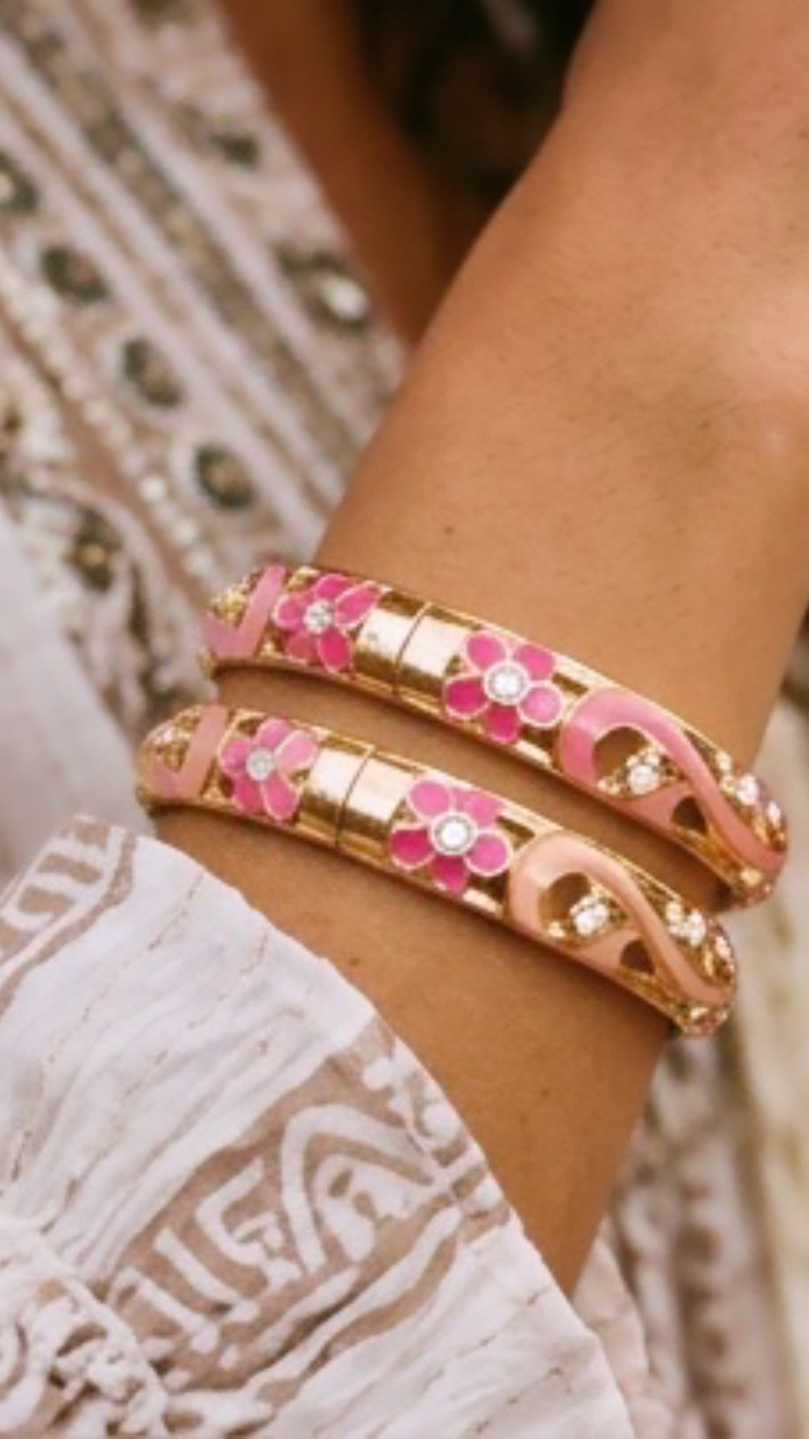 Duo Bracelets Ethniques Roses & Or ZAHRA | Style Gypsy Bohème