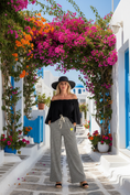 Load image into Gallery viewer, Pantalon Joana — Rayures Noir & Blanc | Style Resort Boho
