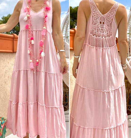 SKULL baby pink cotton dress