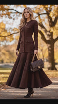 Load and play video in Gallery viewer, Robe Longue Bi-Matière Chocolat KEYTON
