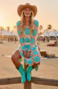 Charger et lire la vidéo dans la visionneuse de la galerie, Robe Crochet Turquoise NEVADA – Robe Midi Bohème Ajourée🩵🌴
