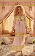 Load and play video in Gallery viewer, Robe Longue Bohème CALISTA — Paillettes & Pompons Gipsy🌸
