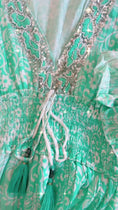 Load and play video in Gallery viewer, Robe Longue Bohème COACHELLA | Turquoise, Sequins argents  💫🌴
