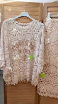 Load and play video in Gallery viewer, CUBA beige daisy crochet skirt

