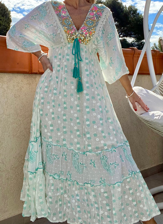 SIYA sequin long turquoise dress