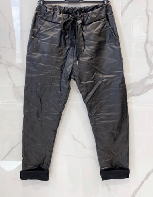 PILI black faux leather pants 2 sizes